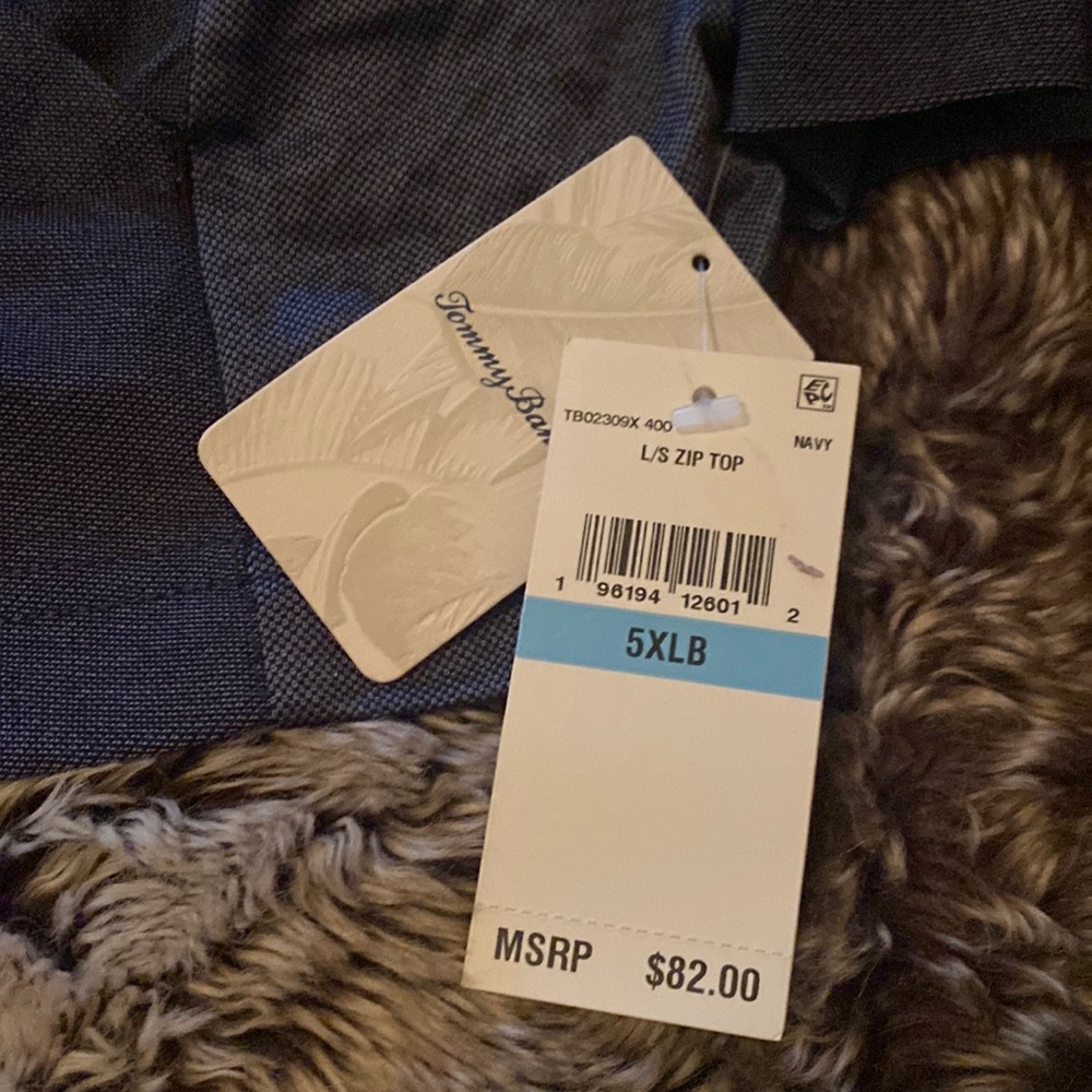 NWT Tommy Bahama 1/4 zip, navy top. Light, long sleeve.